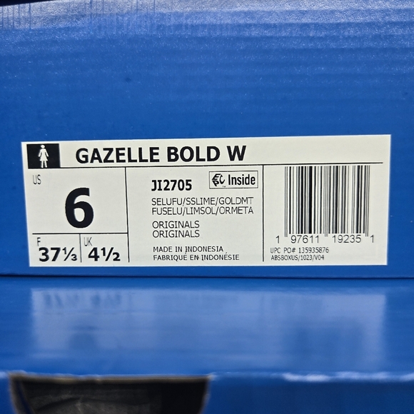 New Adidas Gazelle Bold 'Lucid Fuchsia Solar Slime Satin' Women's Shoes Size 6 - Picture 8 of 8